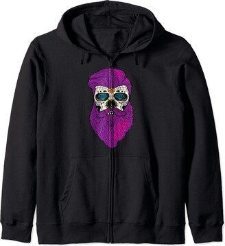 Bearded Day Of The Dead Clothing & Gifts Bearded Sugar Skull Day Of The Dead Halloween Costume Zip Hoodie