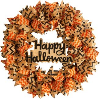 30 Halloween Burlap Ribbon Wreath - Brown/Orange