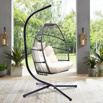 RASOO Comfy and Stylish Wicker Hanging Swing Chair - Includes Cushion