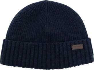 Logo-Patch Ribbed-Knit Beanie-AE