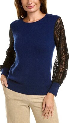 Lace Sleeve Cashmere Sweater