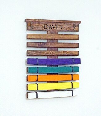 Chestnut Karate Belt Display | Rack Taekwondo Jiu Jitsu Best Seller Personalized