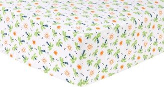 Closeout! Dinosaur Palm Flannel Crib Sheet