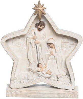 Star With Holy Family Decor - White