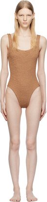 Brown Square Neck One-Piece Swimsuit