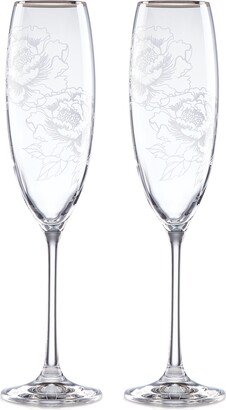 Silver Peony Toasting Flutes