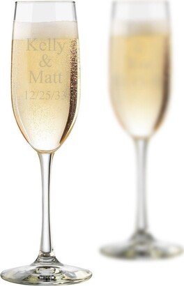 Engraved Toasting Flute Champagne Glass - Custom Barware Glasses, Personalized Cups, Bride & Groom Wedding Anniversary