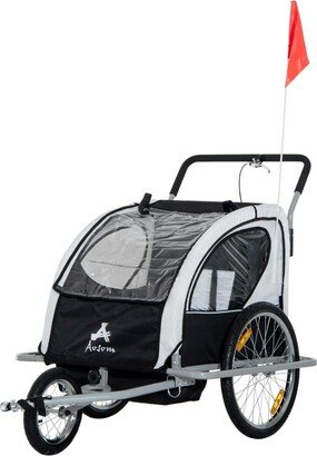 Aosom Elite Three-Wheel Bicycle Cargo Trailer for Two Children