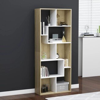 Book Cabinet White and Sonoma Oak 26.4