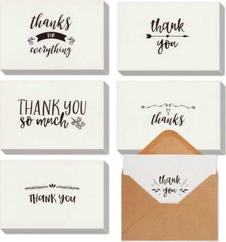 Best Paper Greetings 48 Pack Black and White Thank You Cards with Kraft Paper Envelopes for Graduation, Wedding, Blank Inside, 4 x 6 In