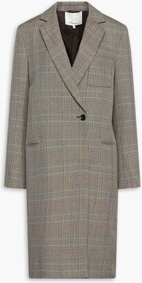 Double-breasted Prince of Wales checked wool-blend coat