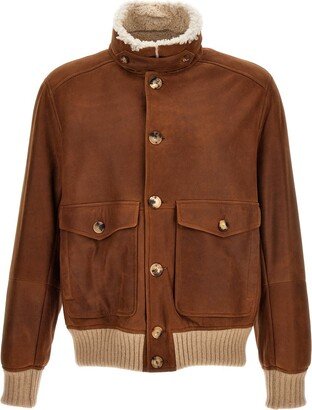 Suede aviator bomber jacket