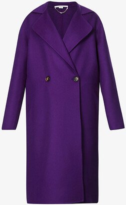 Womens Bright Purple Double-breasted Notch-lapel Wool Coat