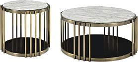 Athens Black and Glossy White 2 Piece Coffee Table Set