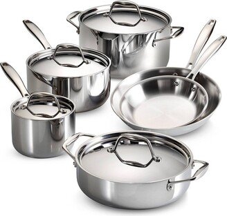 Gourmet Tri-Ply Clad Induction-Ready Stainless Steel 10 pc Cookware Set