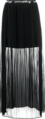 Logo-Waistband Pleated Maxi Skirt