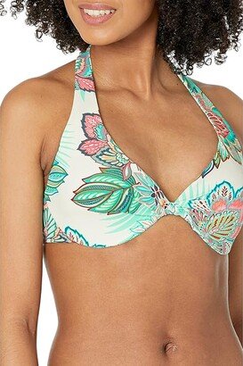 Tropical Lotus Twist Bikini Top (Ivory) Women's Swimwear