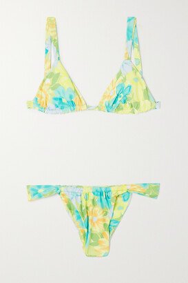 Net Sustain Flora Floral-print Stretch-econyl® Bikini - Green