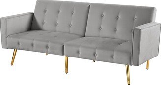 IGEMAN 76 Loveseat Sofa Bed Velvet Upholstered Converts Folding Futon Sofa Bed