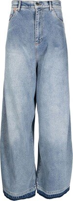 Wide-Leg Zip-Detail Jeans
