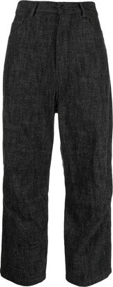 High-Waisted Cotton-Blend Trousers