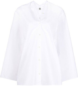 V-neck poplin blouse