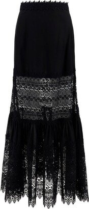 Viola Guipure-Lace Ruffled Maxi Skirt-AA