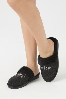 Women's Juicy Couture Rhinestone Slippers in Black, 8