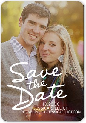 Save The Date Cards: Sweet Script Save The Date, White, Matte