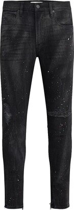 Zack Distressed Skinny Paint Splatter Jeans