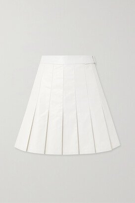 Pleated Coated Cotton-blend Mini Skirt - White