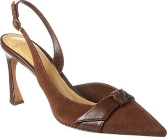 Asymmetric Clarita 85 Leather & Suede Slingback Pump-AA