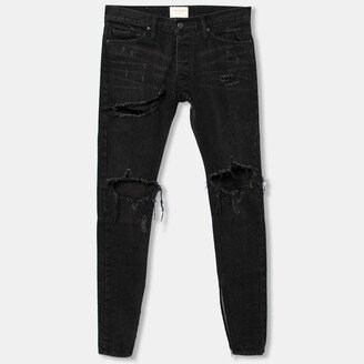 Fourth Collection Black Distressed Zipped Hem Jeans M