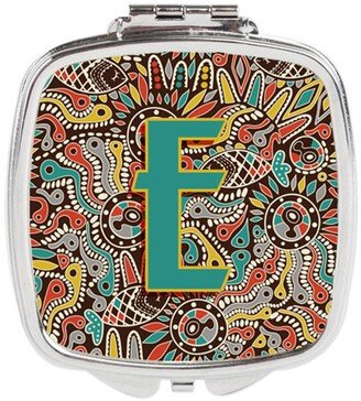 CJ2013-ESCM Letter E Retro Tribal Alphabet Initial Compact Mirror