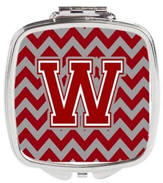 CJ1049-WSCM Letter W Chevron Maroon & White Compact Mirror, 3 x 0.3 x 2.75 in.