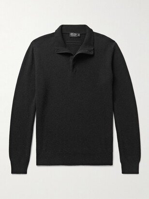 Oasi Nubuck-Trimmed Cashmere Half-Zip Sweater-AA