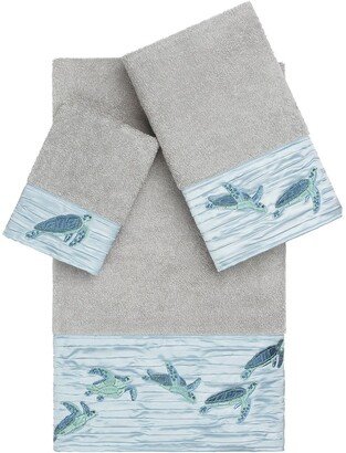 Mia 3-Piece Embellished Towel Set - Light Grey