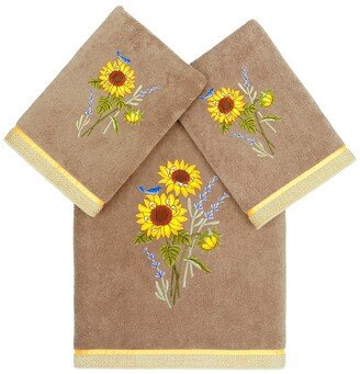 Turkish Cotton Girasol 3Pc Embellished Bath & Hand Towel Set