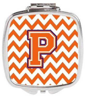 CJ1062-PSCM Letter P Chevron Orange & Regalia Compact Mirror