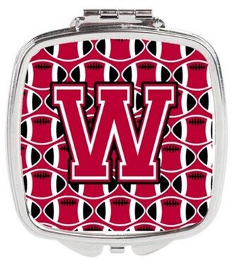 CJ1079-WSCM Letter W Football Crimson & White Compact Mirror