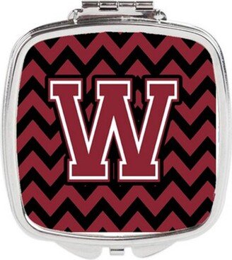 CJ1052-WSCM Letter W Chevron Garnet & Black Compact Mirror