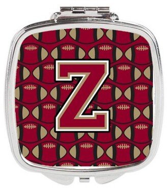 CJ1078-ZSCM Letter Z Football Garnet & Gold Compact Mirror