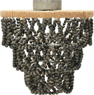 3-Tier Draped Wood Bead Semi-Flush Mount Chandelier