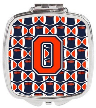 CJ1066-OSCM Letter O Football Orange, Blue & White Compact Mirror