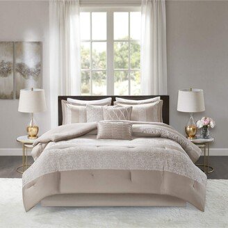 Gracie Mills Ava 7 Piece Chenille Jacquard Comforter Set Taupe California King