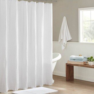 72x72 Orinn Super Waffle Textured Shower Curtain White