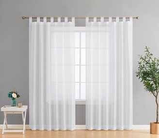 Home & Linens Milan Semi Sheer Light Filtering Transparent Tab Top Lightweight Window Curtain Panels, 2 Panels