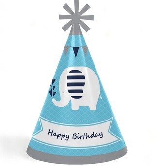 Big Dot Of Happiness Blue Elephant - Cone Happy Birthday Party Hats - Set of 8 (Standard Size)