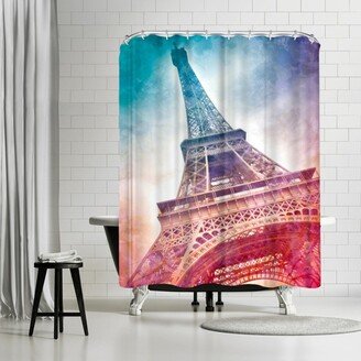 71 x 74 Shower Curtain, Modern Art Paris Eiffel Tower by Melanie Viola