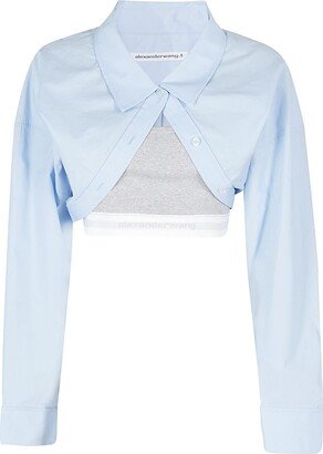 Round-Neck Cropped Shirt